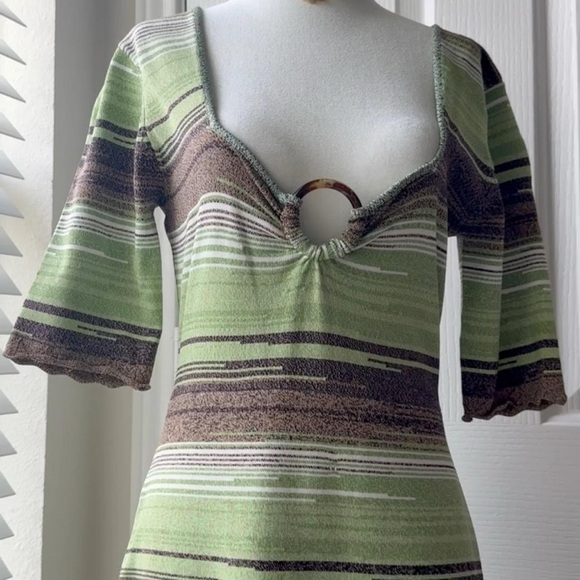 Veronica Beard Kante Knit Green and Brown Dress - Picture 7 of 7